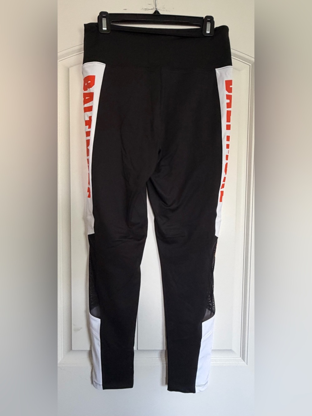 PINK Victoria's Secret Black Leggings with White Panels and Red Lettering